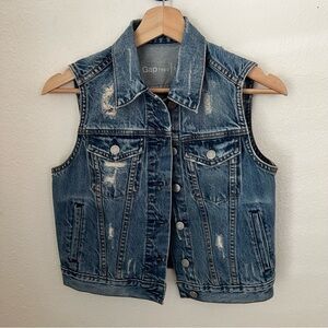 GAP Distressed Denim Vest